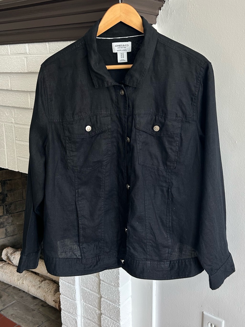 Jones New York Black Linen Shirt Jacket Size 1X